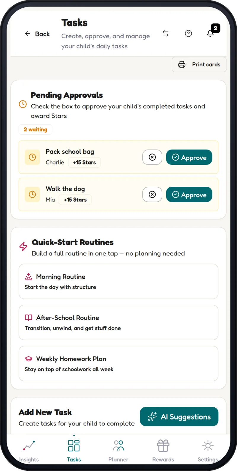 Quick-Start Routines screenshot