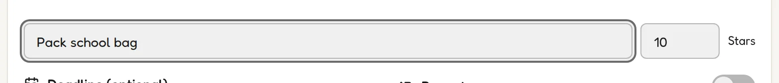The Stars field in the Add New Task form set to 10