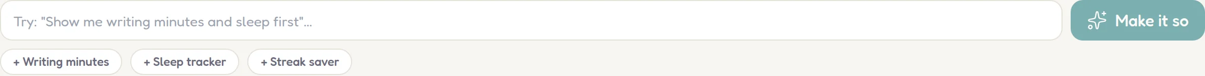 The AI command bar at the top of the Insights tab with quick chips and the Make it so button