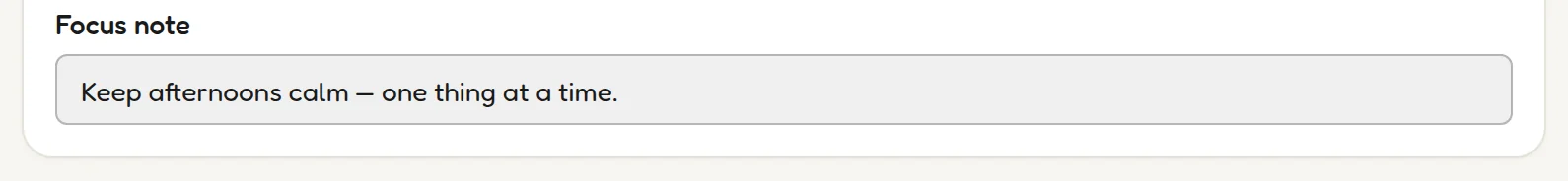 The focus note field in the Weekly Planner
